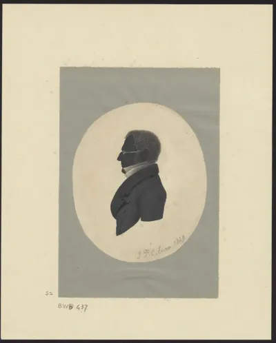 Silhouette portrait of J.F.C. Esau, facing left