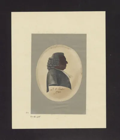Silhouette portrait of J.O. Faber, facing left