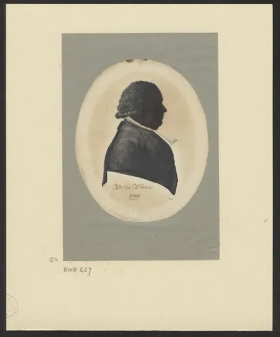 Silhouette portrait of Mr B.M. Schik, facing right