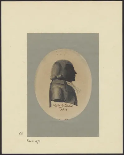 Silhouette portrait of Mr J. Tieboel, facing right