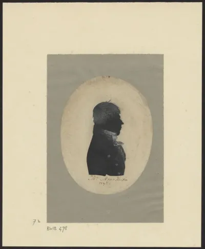 Silhouette portrait of Mr. M. van Veersen, facing right