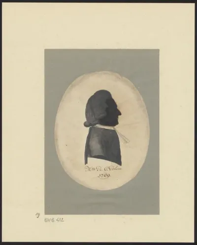 Silhouette portrait of Mr R.C. Blom, facing right