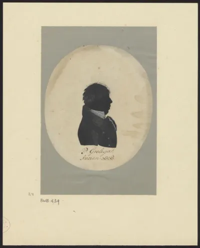 Silhouette portrait of P. Gosliga, facing left