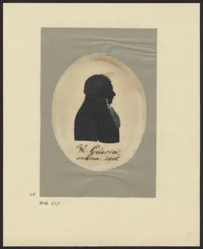 Silhouette portrait of W. Guerin, facing left