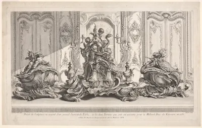 Silver Sculptural Project for a Large Centerpiece and Two Tureens Which Have Been Executed for His Lordship the Duke of Kingston, plate 115 from Works of Juste-Aurèle Meissonier (Oeuvre de Juste-Aurèle Meissonier)