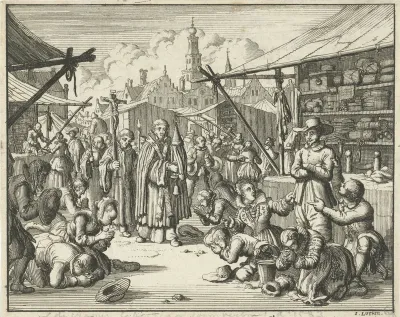Simon de Kramer weigert te Bergen op Zoom voor een processie te knielen, 1553