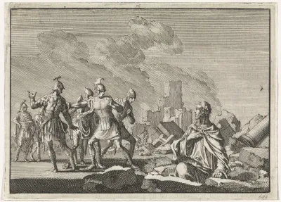 Simon, Giora´s zoon, komt tevoorschijn uit de puinhopen van de tempel