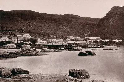Simon's Town, South Africa: part of town, sea and hills