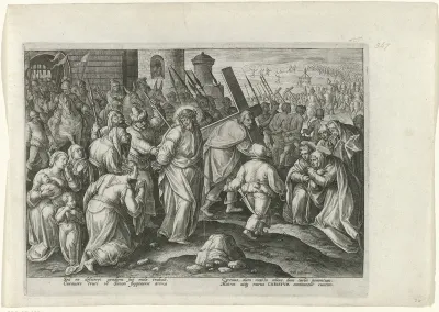 Simon van Cyrene helpt Christus met het kruis