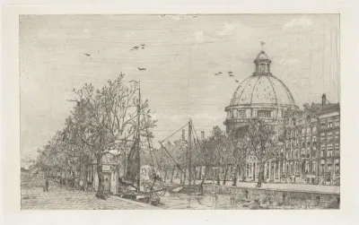 Singel met de Ronde Lutherse kerk te Amsterdam