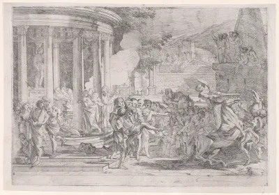 Sinorix carried from the temple of Artemis trying to escape the effects of the poisoning
