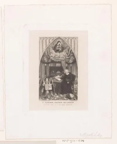 Sint-Alfonsus wordt door Maria met kind geïnspireerd