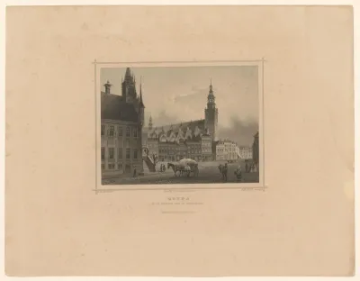 Sint-Janskerk in Gouda vanaf de markt gezien