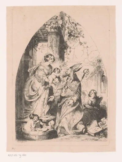 Sint Nicolaas in aanbidding voor het Christuskind