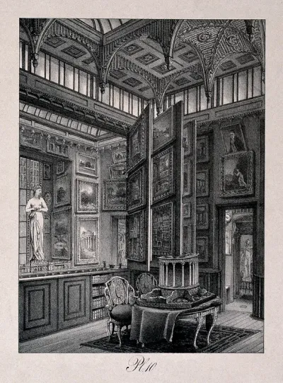 Sir John Soane's House and Museum: the picture gallery at ground floor level, showing the folding screens