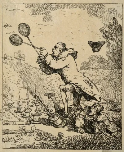 Sir Joseph Banks chasing the butterfly called the Emperor of Morocco