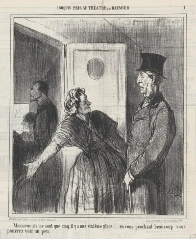 Sir, so far there are only five people here..., from 'Theater sketches,' published in Le Charivari, April 3, 1864