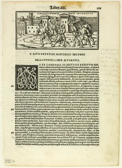 Siracusanorum Regis Interitus (The Murder of the King of the Syracusans) from T. Livius Patavinus historicus duobus libris auctus, plate 86 from Woodcuts from Books of the XVI Century