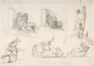 Six Figure Studies, including four for "The Poor Italian Family"