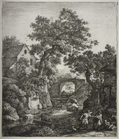 Six large upright landscapes with scenes from the Old Testament: Zipporah circumcising Her Son