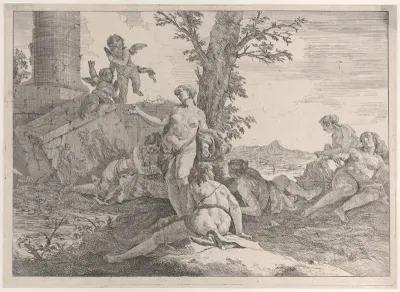 Six nymphs and two putti, from "Bacchanals and Histories"