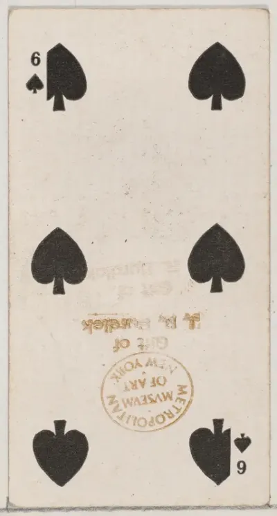 Six Spades (black), from the Playing Cards series (N84) for Duke brand cigarettes