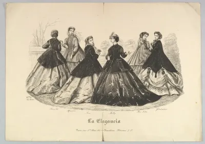 Six Women Outdoors, No. 676, from "La Elegancia"