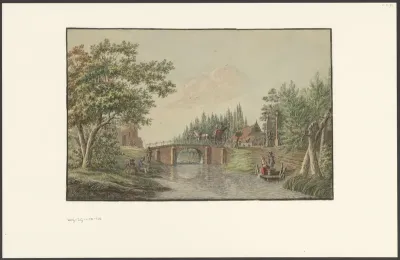 Sjees rijdt over brug