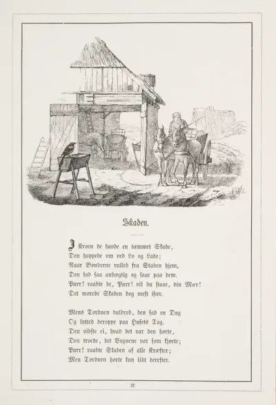 Skaden. Illustration til H.V. Kaalund, "Fabler for Børn"