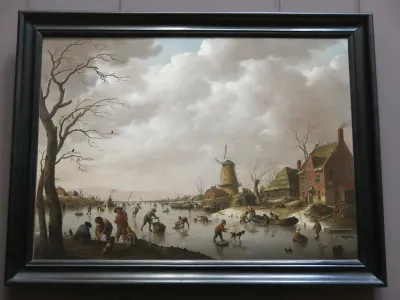 Skaters on an icy canal