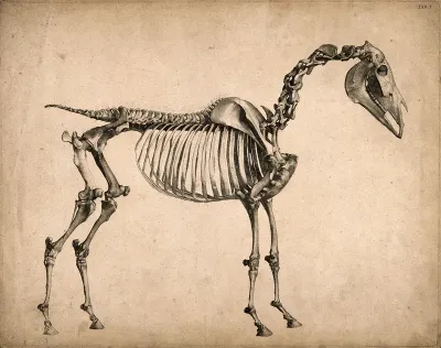Skeleton of a horse: side view