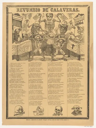 Skeletons hawking their wares and shouting about teetotalers, drunkards, old men and kids, tomcats and working girls
