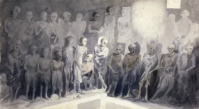 Skeletons (of Capuchin friars?) preserved in a crypt