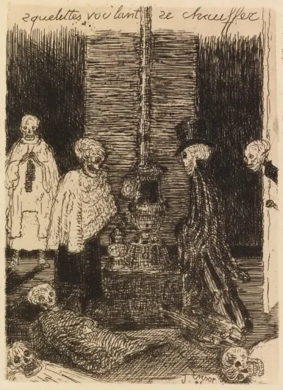 Skeletons warming themselves