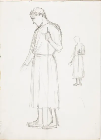 Sketch for Christ and Mary Magdalene, a Finnish Legend