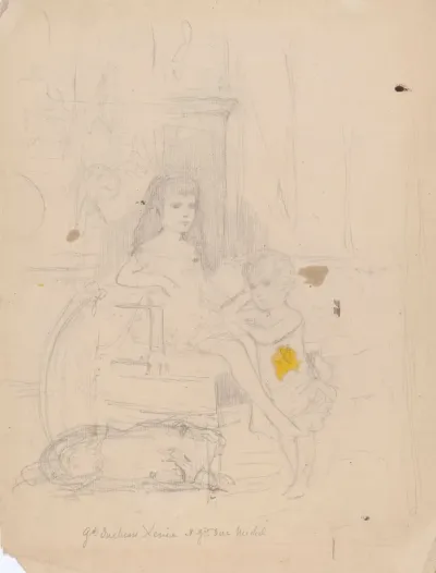 Sketch for Michael and Xenia, Children of Tsar Alexander III