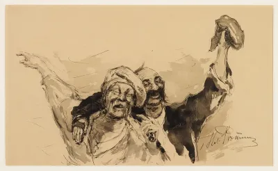 Sketch for the painting Zaporozhian Cossacks Writing a Mocking Letter to the Turkish Sultan