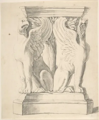 Sketch of a Classical Pedestal with Griffins