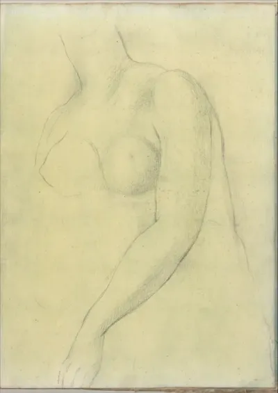 Sketch of a female nude resembling the Medici Venus (Smaller Italian sketchbook, leaf 19 recto)