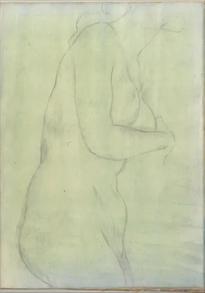 Sketch of a female nude resembling the Medici Venus (Smaller Italian sketchbook, leaf 20 recto)