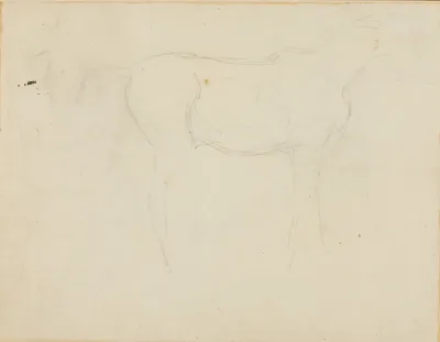 Sketch of a Horse Facing Right and a Caricature in Profile