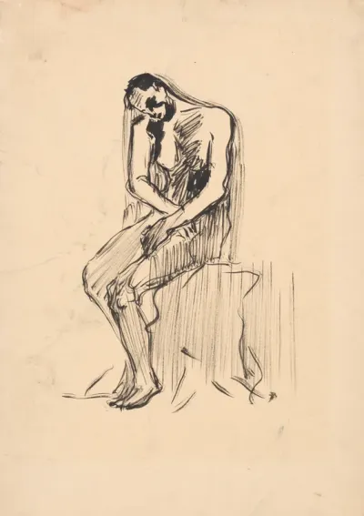 Sketch of a Seated Male Nude