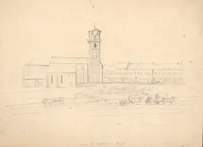 Sketch of a Square with a Church