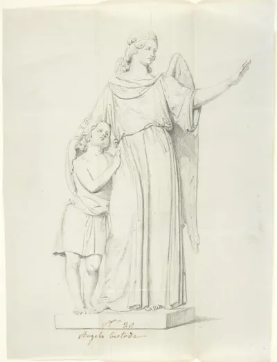 Sketch of a statue: Guardian Angel