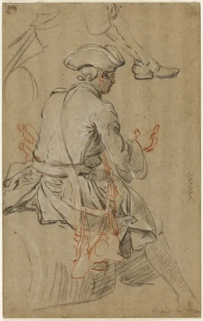 Sketch of Man on Horseback, with Separate Sketch of his Right Foot