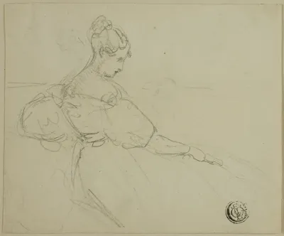 Sketch of Seated Woman in Evening Dress in Profile
