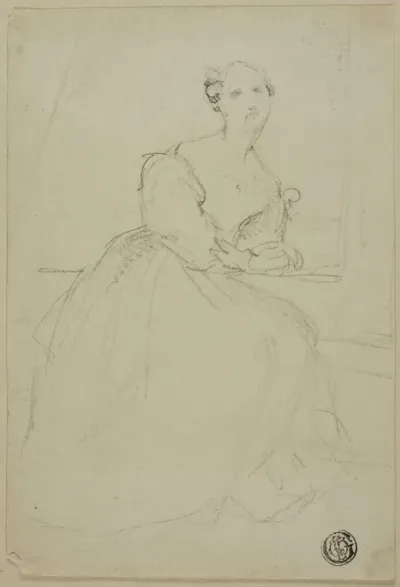 Sketch of Seated Woman in Evening Dress