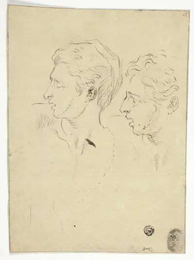 Sketch of Two Men Turning Left