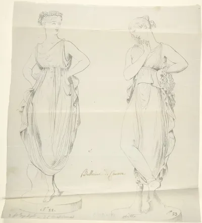 Sketch of two statues: Ballerinas by Canova