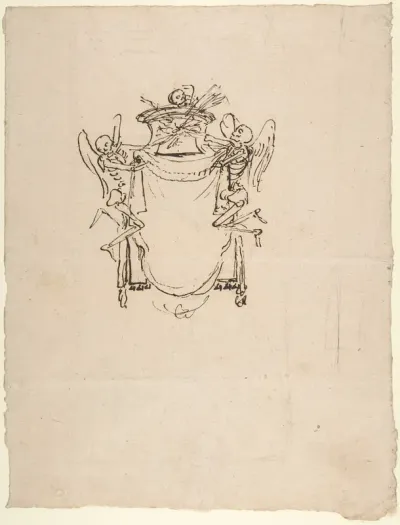 Sketches for a Wall Tomb with Skeletons